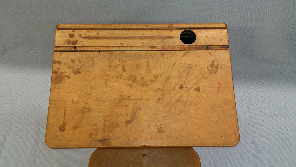 Restored Vintage School Desk Woodbin